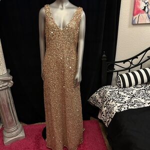 Adrianna Papell Gold Sequin Dress